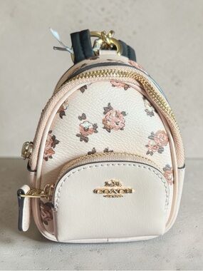Coach Mini Court Floral Backpack - Blush and Brown